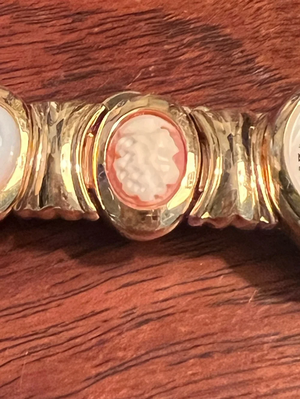GemTime Carved Cameo Mother of Pearl Bracelet Watch